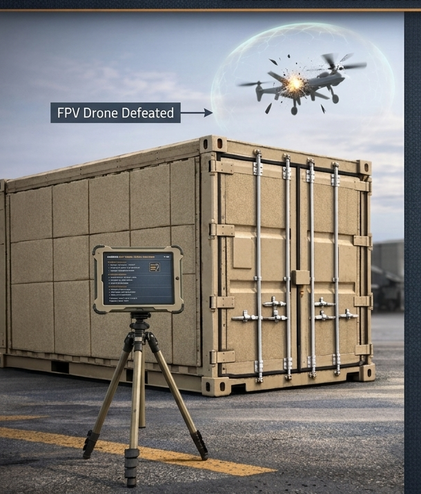 Armoured anti-drone cargo container